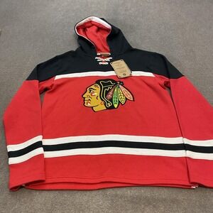 Chicago Blackhawks Hoodie Boys Large 16 Red Black NHL Hockey Lace Up Sweatshirt